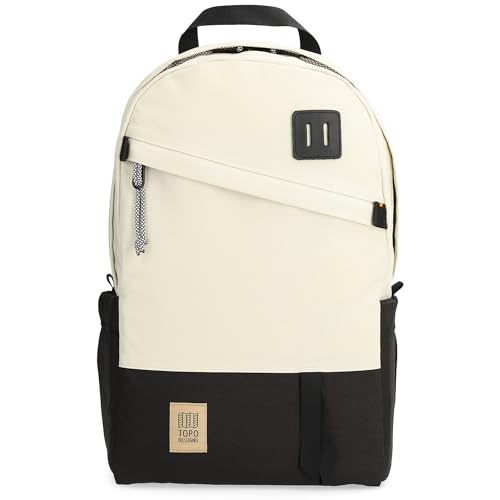 Image of Topo Designs Daypack Classic Backpack - Daily Carry Pack Designed in Denver, Functional Travel Bag, Recycled Nylon, 2 Padded Laptop Sleeves, 21L (Bone White /Black)