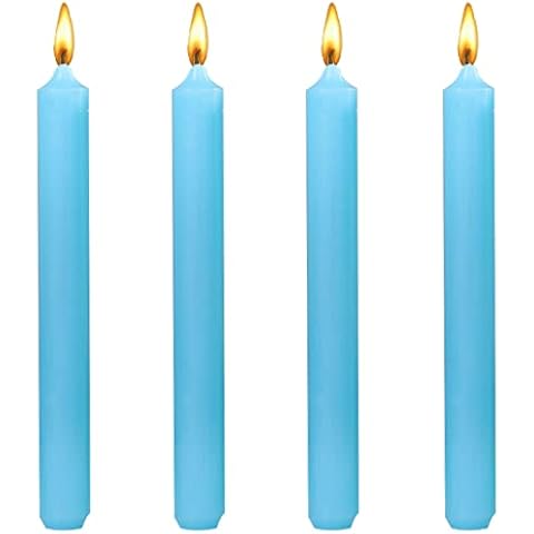 8 inch Taper Candles 4 Pack - Metallic Taper Spiral Candle Taper Candles - Unscented Dripless and Smokeless Home Décor - Dinner, Party, Wedding, Halloween, Churches (8 inch, Blue) Cover