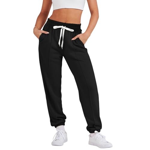 Zhiaek Pantalon Chandal Mujer Cintura Alta Pantalones Deportivos para Mujer con Bolsillo Pantalon Jogger para Gimnasio Deportes Correr Jogging Casual
