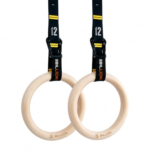 5BILLION FITNESS Anillos de gimnasia de madera, para gimnasia, para exteriores