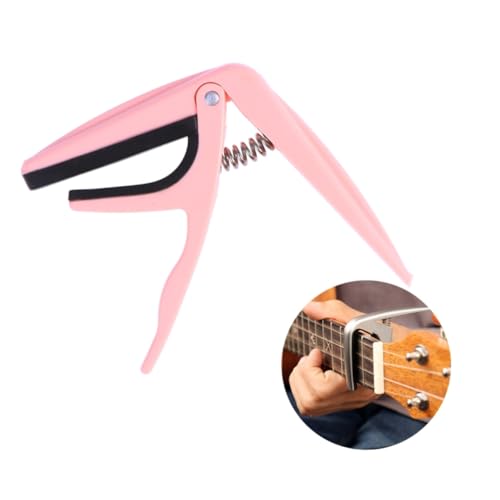 Mikinona プロフェッショナルウクレレカポ 片手用 亜鉛合金製 ウクレレカポ アコースティックギター対応 ピンク
