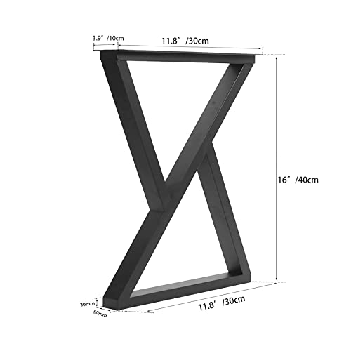Taelakeni 16 Inch Metal Bench Coffee Table Legs, Set of 2, Black