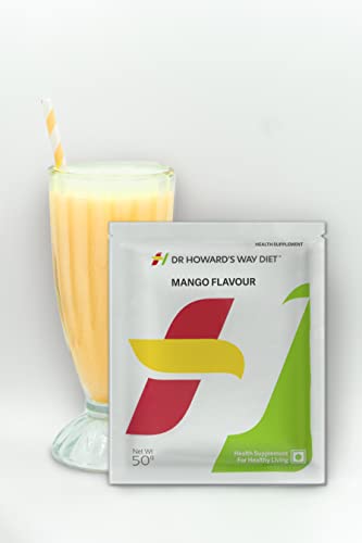 Image of Dr Howard's Way Diet | Total Food Replacement | Mango Shake For Weight Loss & Management | Healthy Meal Replacement | Essential 13 Vitamins & 14 Minerals | Less than 200 Calories Per Meal Pack | For Men & Women | 50Gm (Vegetarian)