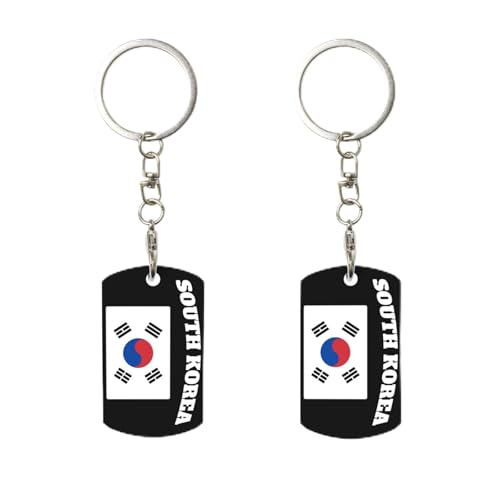 Porte-clés avec clip drapeau de la Corée du Sud, porte-clés rectangulaire en métal personnalisé, pour la maison, le bureau et la moto