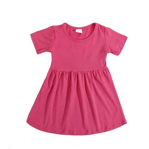 Image of Valentines Toddler Girls Pants Set Love and Heart Pink Outfits Set Ruffle T-Shirt Dress and Pants Outfit Set 3-8Y