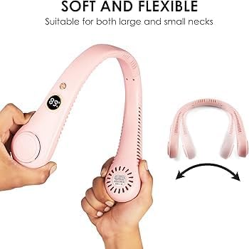 Image of Portable Neck Fan, Hands Free Bladeless Neck Fan, Rechargeable Personal Cooling Fan for Travel, Office & Holiday Use