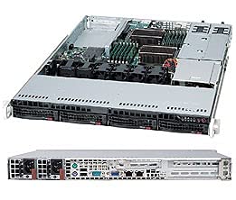 Gabinete Supermicro Rack-mountable de 1U, formato Extended ATX, compatibilidad SATA/SAS, fuente de alimentación hot-swap de 750 W, color negro miniatura 1