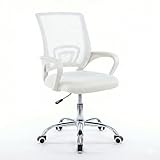 Cloud Chairs Start Ergonomic Office Chair, Breathable Mesh Back, Lumbar Support, Fixed Arms, Home Office Desk Chair for Comfortable (White)