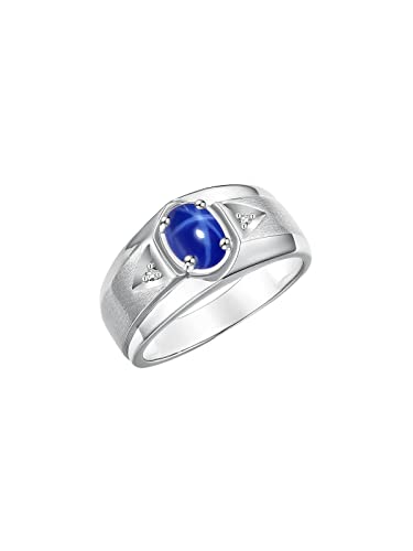 Rylos Classic Mens Blue Star Sapphire & Diamond Ring - September Birthstone* #TOP2