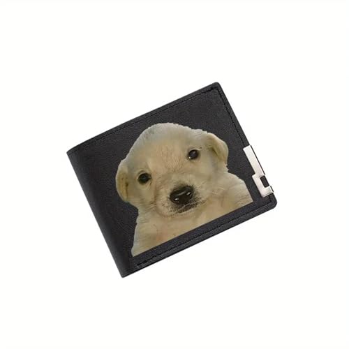 Portefeuille pour hommes avec visage de chiot et yeux en fourrure douce style moderne