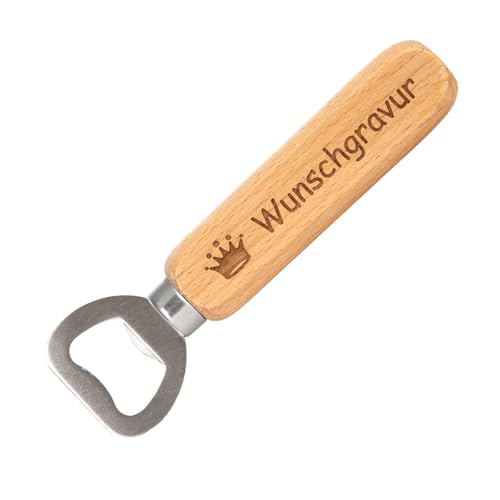 Flaschenöffner mit beidseitiger Gravur – Holzgriff mit Wunschtext & Motiv – personalisierter Edelstahl-Öffner… – Ansicht 2