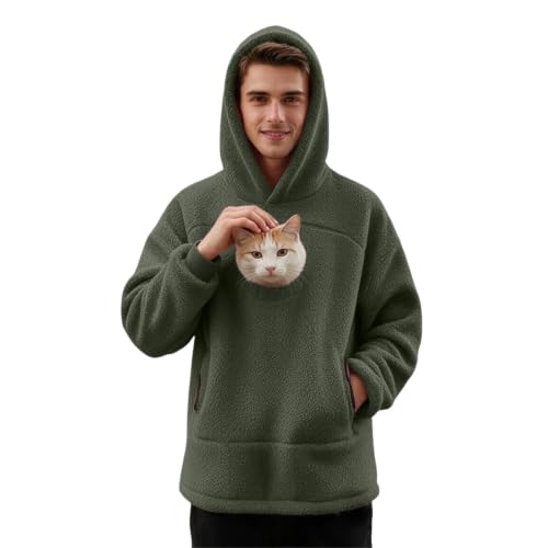Cat Hoodie With Pouch, Unisex Zipper Kangaroo Pocket Pet Carrier Hoodies - image 4
