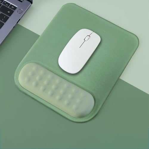 Image of Mouse Pad with Gel Wrist Rest Support, Ergonomic Mouse Cushion with Non Slip Rubber Base Mouse Pad for Laptop, Computer, Gaming, Office (Olive Green, Rectangular)