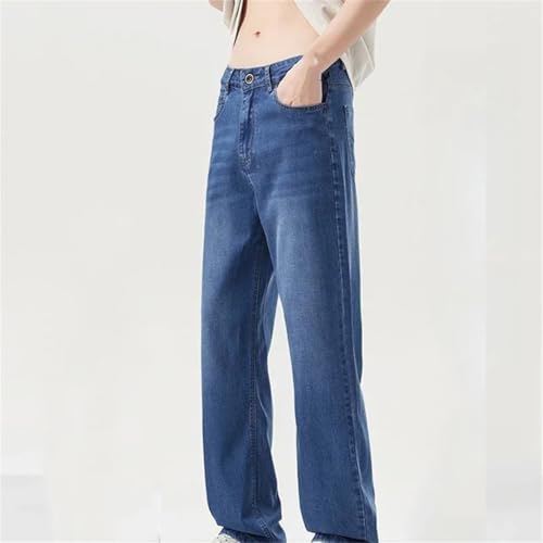 Men's Summer Thin Stretch Denim Jeans Straight Fit Casual Business Style Baggy Long Pants3