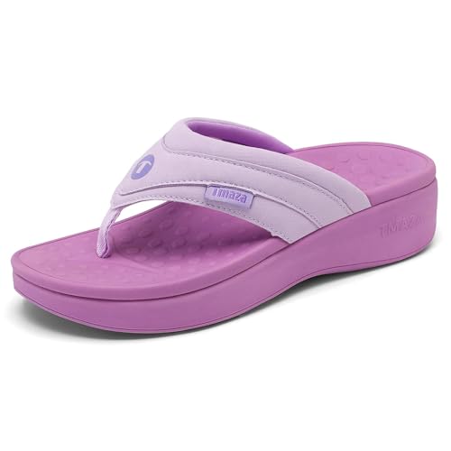 Image of Womens Platform Arch Support Flip Flops | Summer Wedge orthotic Slide Sandals footbed Thong Sandals for Pool Beach