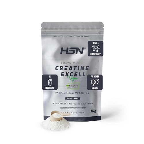 HSN Creatina 100% CREAPURE en Polvo Sin Sabor 1Kg | 100% Monohidrato de Creatina Micronizada | Incluye Dosificador de 10ml | Sin Añadidos y Libre de Contaminantes | No-GMO, Vegano, Sin Gluten
