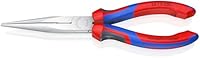 KNIPEX Flachrundzange mit Schneide (Storchschnabelzange) mit Comfort-Griffen verchromt 200 mm, 26 15 200