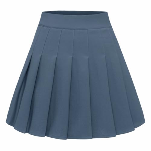 Timormode Femme Jupe Plissé Mini Haute Taille Patineuse Évasé Écolière de Tennis TMBZQ09 Grey XS