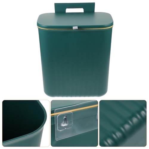 Caneca de basura colgante para cocina verde con tapa deslizante miniatura 5