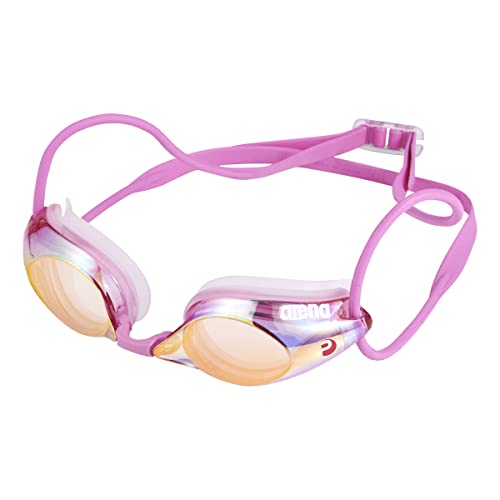 arena 水泳 ゴーグル グラス プレミアムアンチフォグ クッションタイプ FINA承認 フリーサイズ オレンジ×ピンク AGL-210MPA くもり止め ミラー加工