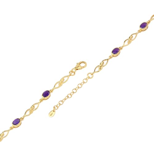 Image of Silvershake Birthstone Gemstones White Gold Plated or Yellow Gold Plated 925 Sterling Silver Scroll /Filigree Celtic Knot Weave 7.25 to 8.75 Inch with Adjustable Extension Bracelet Jewelry for Women