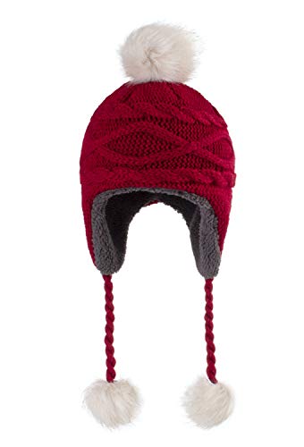 Home Prefer Girls Sherpa Earflaps Hat Kids Winter Hat Beanie Fuzzy Peruvian Hat Baby Toddler Girls Pom Beanie3