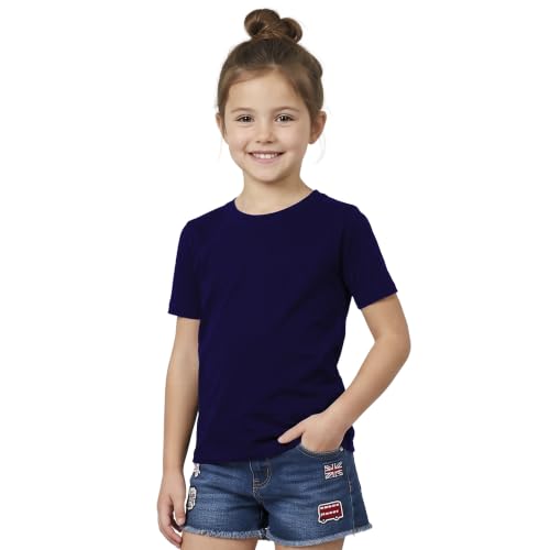 Image of Girls Plain T-Shirt 100% Cotton,Round Neck,Short Sleeve T Shirt, 5-13 Years