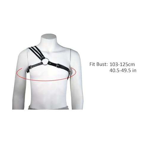 Image of Mens Body Chest Belt Harness PU Leather Supporters Adjustable Shoulder Strap Sexy Party Cosplay Costume