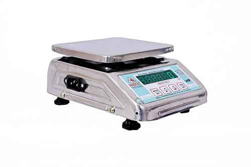 Image of Pesco micro mini 20kg stainless steel- digital weighing scale. Weight machine for vegetable and fruit shop, kitchen, grocery store, kirana store. 1 year warranty