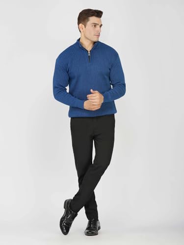 Image of LOQUE Men's Wool Blend Selection Sweater Half Zip High Neck Pullover Warm Casual Winter Wear for Office and Travel