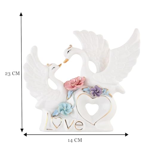 Image of Xtore Modern Swan with Multicolour Flower Design for Home Decor (Pack of 1, White)