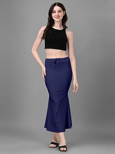 Image of Women's Saree Shapewear Petticoat, Cotton Blend Stretchable Mermaid Skirt, High Waist Tummy Control, Smooth Curve Fit with Adjustable Drawstring