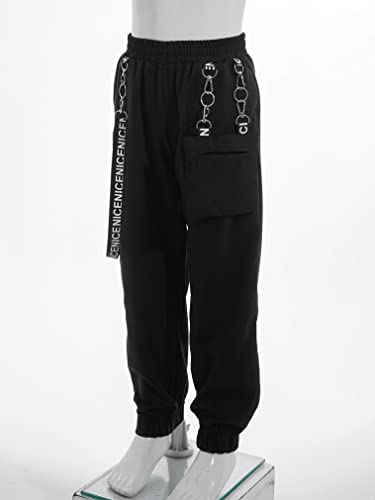 Image of FEESHOW Kids Girls Sports Crop Top with Elastic Waistband Trousers Cargo Pants for Gymnastic Dance Workout Outfit
