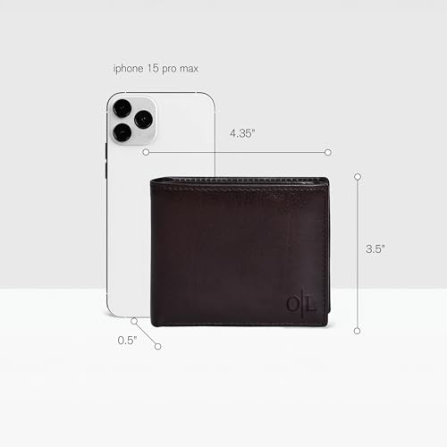 Image of Oak Leathers Leather Wallet for Men - RFID Bifold Wallets with 9 Credit Cards 1 ID Window Slim Minimalist Front Pocket Gift For Men