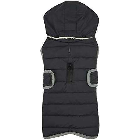 Hoodie Detachable Thick Vest Jacket Pet Puppy Cozy Warm Coat Clothes Fleece Lined Vest for Small, Medium, Large dogs,Dark Grey,L: Chest (52-65CM) Cover
