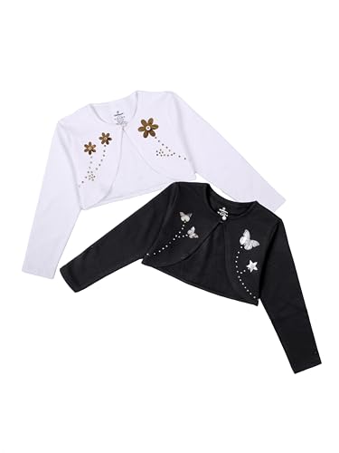 Image of KiddoPanti Girls Fleece Crop Length Shrug | Cotton Poly Fleece Fabric |Sequin Patch on Chest | Front Open Pearl Button Closure | Crop Length, Full Sleeve | Lightweigth & Breathable Girls Shrug