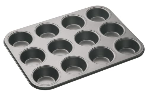Molde MasterClass, bandeja para magdalenas de 12 agujeros con revestimiento antiadherente, sin PFOA, PTFE ni BPA, bandeja de 35 x 27 cm con 7 agujeros de 2,5 cm, 20 años de garantía, 1 unidad