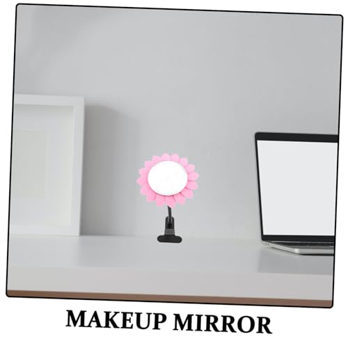 Espejo compacto para maquillaje en escritorio color rosa miniatura 3