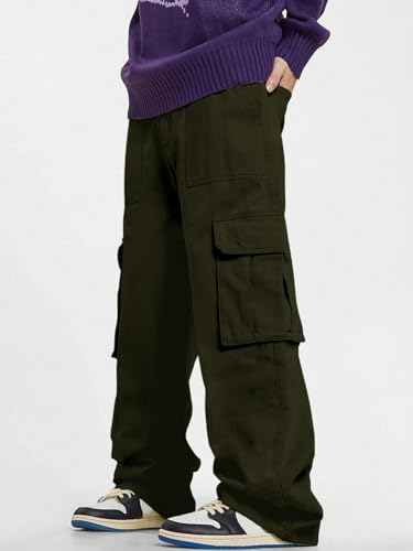 Image of GRECIILOOKS Men's Regular Fit Low Rise Cargos Trousers | Baggy Cargo Pants for Man | Loose Fit | Treck Pent with Multiple Pockets (Available in Plus Size)
