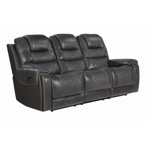 Image of Torque - Mikkel Leatherette Recliner Sofa 3 Seater Manual- Grey | Three-Seater Recliner Couch Chair | Triple 3 Seater Recliner Sofa for Living Room 1 Year Warranty