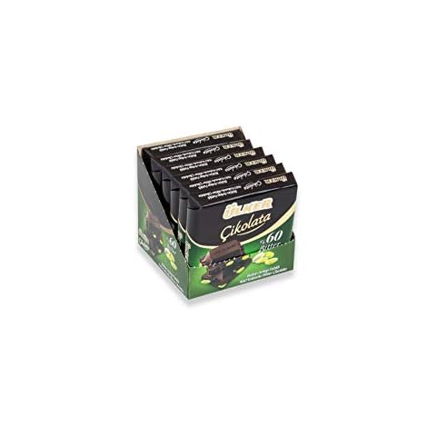 Ulker Butun Antep Fistikli Bitter Cikolata Dark Chocolate with Whole Pistachios Turkish Chocolate Pack of 6 Cover