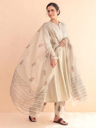 Image of ANNI Designer Women's Rayon Viscose Anarkali Solid Printed Kurta Pant with Dupatta Set|Ethnic Outfit for Daily, Office & Occasion Wear