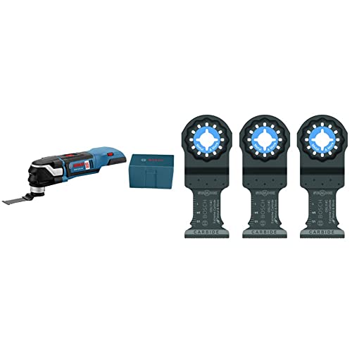 BOSCH 18-Volt EC Brushless StarlockPlus Oscillating Multi-Tool Bare Tool GOP18V-28N with BOSCH Starlock Carbide Oscillating Tool Blades, Multi Tool Blades for