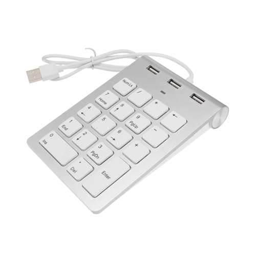 SEWACC Wired Keyboard Zinc Alloy Numeric Keypad 3 Ports Hub Laptop Compatible