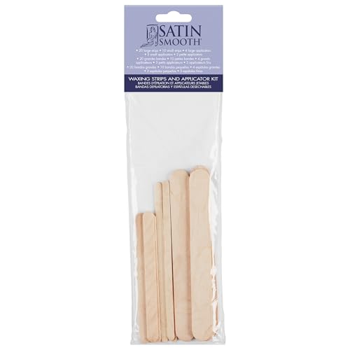 Satin Smooth Non-Woven Waxing Strips and Wax Sticks Applicator - Professional Hair Removal for Face and Body, Durable Waxing Kit Supplies