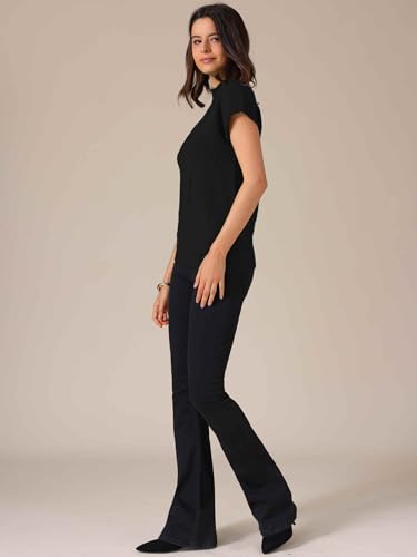 Allegra K Women's Mock Neck Sweater Vests Casual Cap Sleeve Knit Pullover Tank Tops 20253