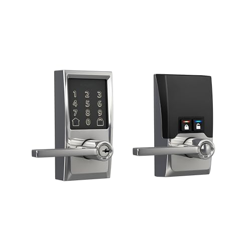 Schlage FE789WB CEN 625 LAT Encode WiFi Latitude Lever Smart Lock, Keyless Entry Touchscreen Door Lock with Century Trim, Bright Chrome