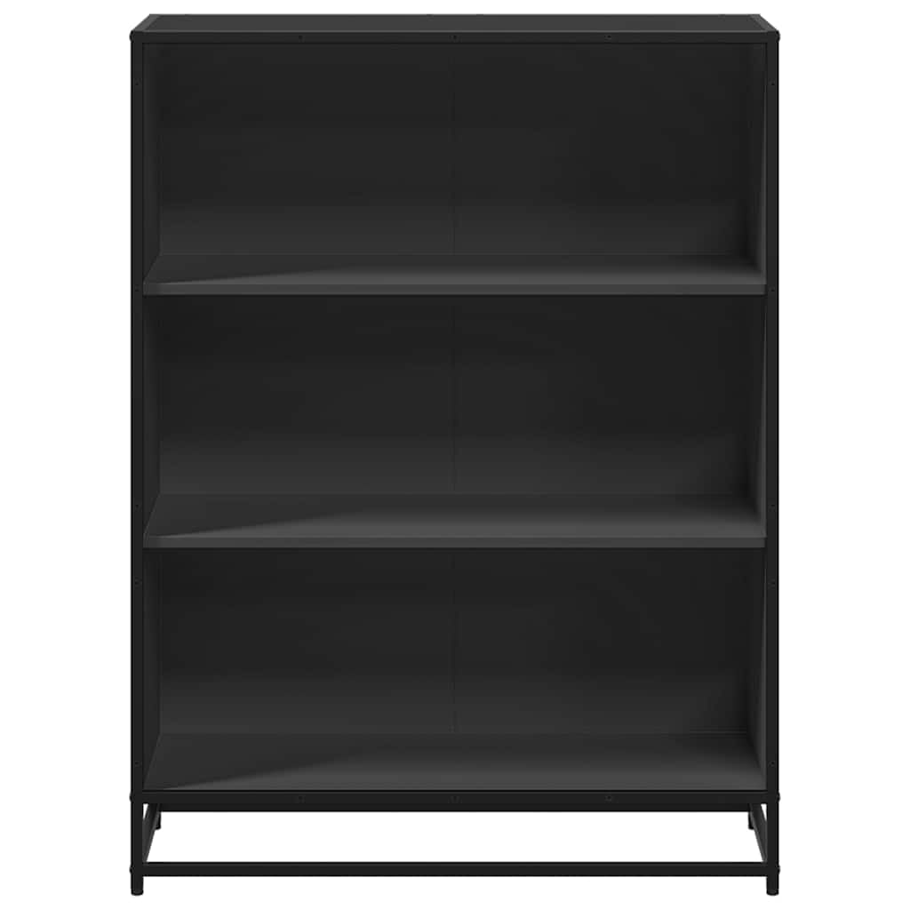 Estantería negra 80,5 x 35 x 107,5 cm, estructura de metal con 3 compartimentos, para salón, estudio, oficina, almacenamiento estable para libros, revistas, DVD