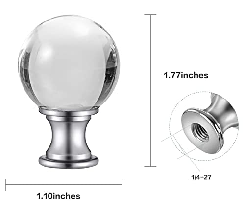 Image of 2 Pack Lamp Finials Glass Crystal Ball, Lamp Finials Decorative for Table Lamps, Floor Lamps, Lamp knob Replacement