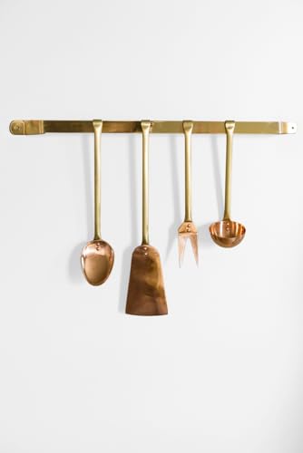 Copper Kitchen Utensils Set with Holder - Cooking Utensils Set Includes Spoon Ladle, Spatula, Fork and Small Ladle - Doubles as a Wall Decor - Perfect Wall Art Aesthetic for Cooking Enthusiasts